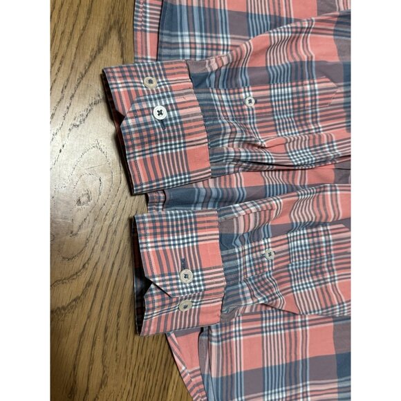 Southern Tide Coastal Passage Shirt Men's Button Up‎ Size M Plaid Salmon Preppy - Picture 10 of 14